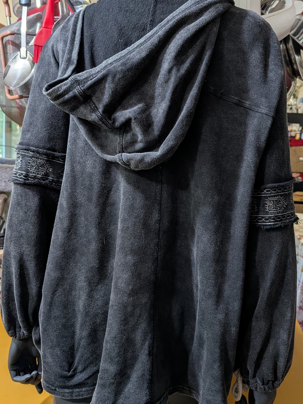 POL Charcoal Lace-Up Hooded Pullover with Rope Ties - Picture 2 of 5